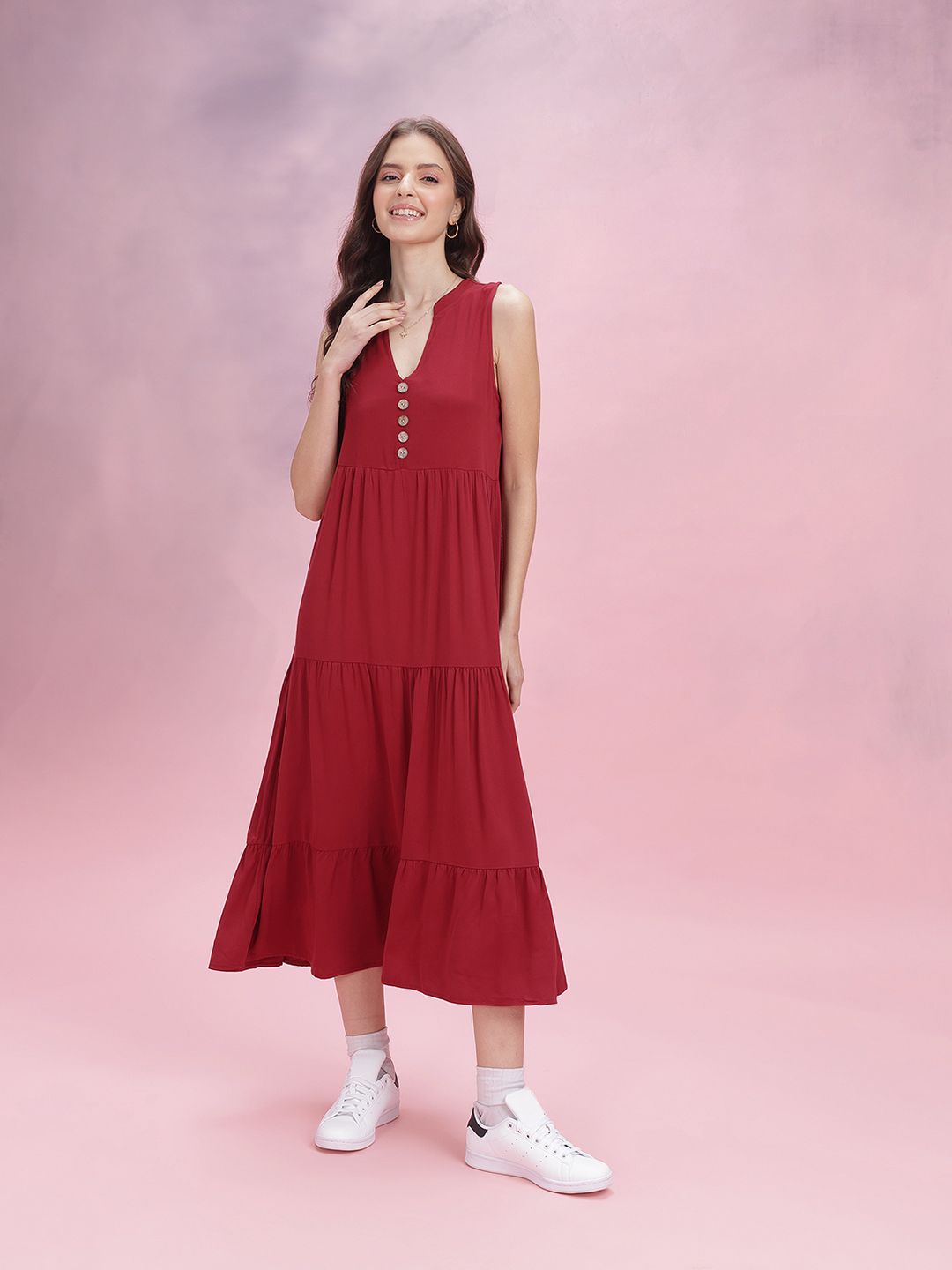 DressBerry Tiered A-Line Midi Dress