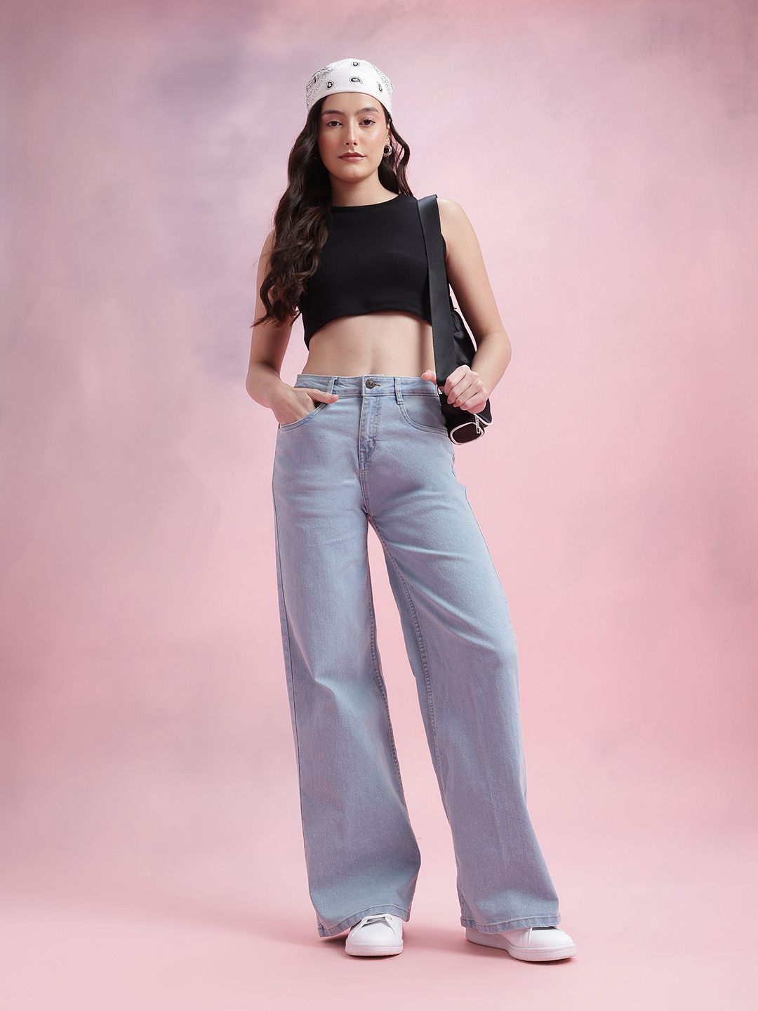 DressBerry Women Mid-Rise Wide Leg Stretchable Jeans