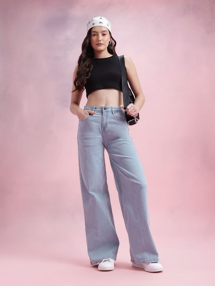 DressBerry Women Mid-Rise Wide Leg Stretchable Jeans