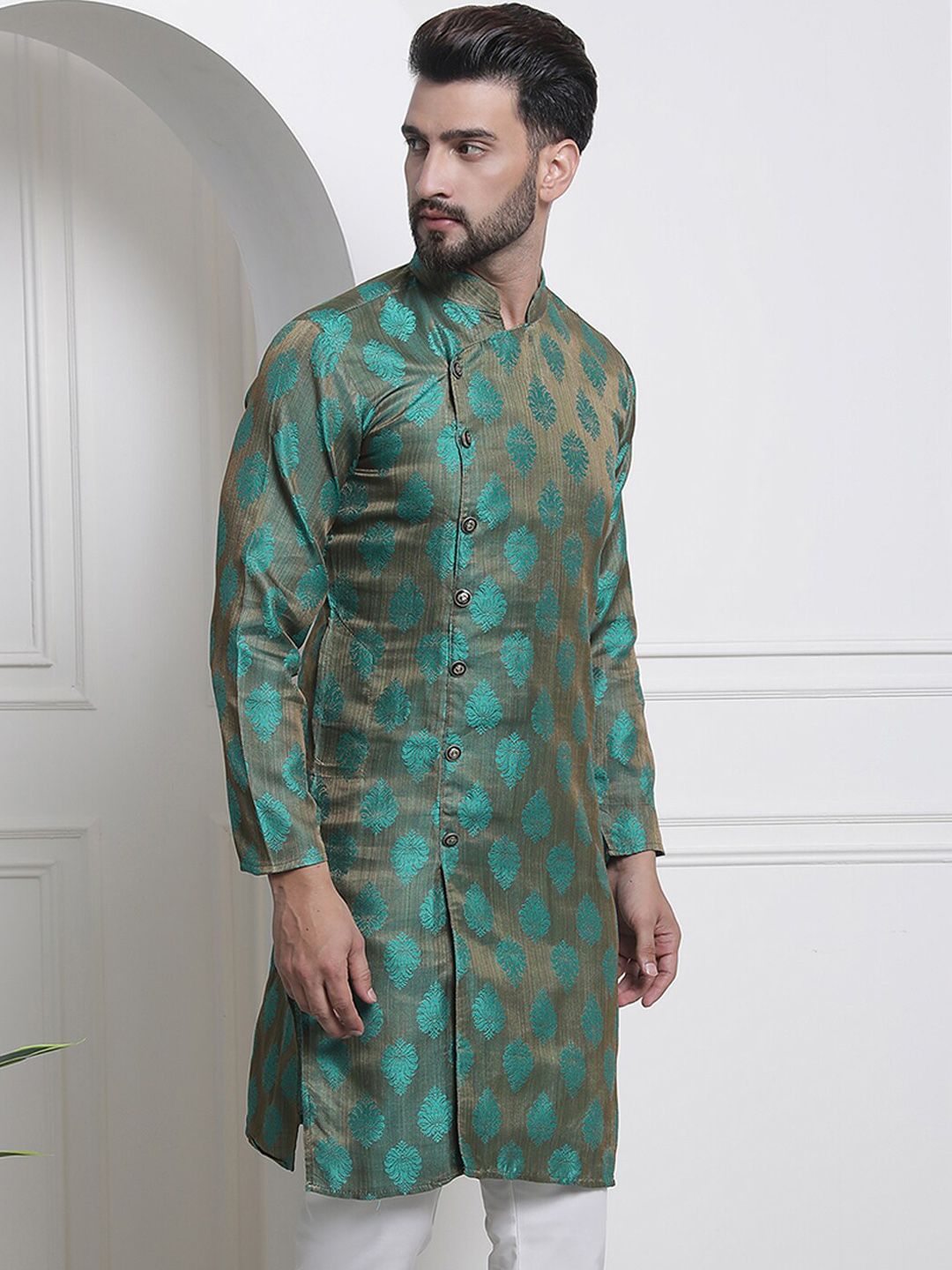 SOJANYA Motif Etnik Rekaan Tenun Angrakha Kurta Lurus