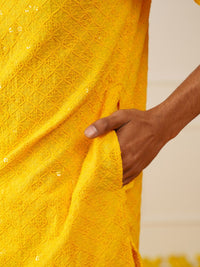 Jompers Geometric Embroidered Sequinned Pure Cotton Chikankari Kurta with Trousers