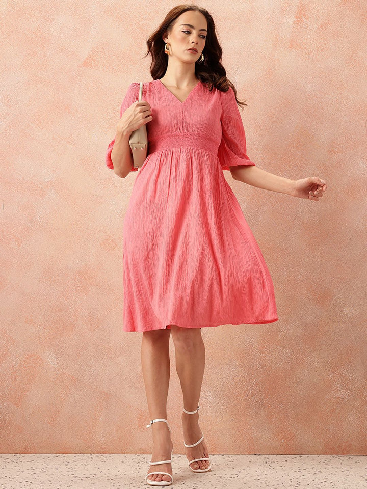 all about you Crinkled Smocked A-Line Dress