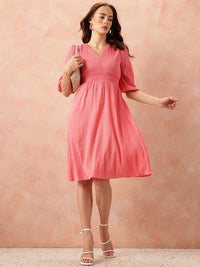 all about you Crinkled Smocked A-Line Dress