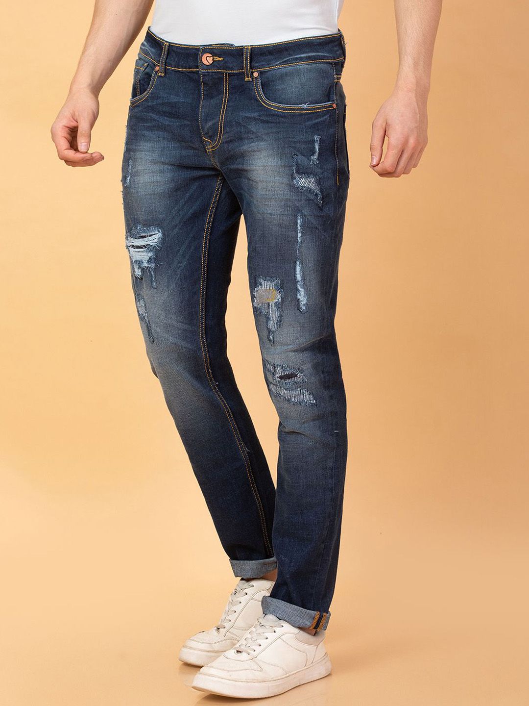 Being Human Men Slim Fit Mildly Distressed Heavy Fade Stretchable Jeans