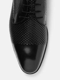 House of Pataudi Men Perforated Detailing Formal Derbys