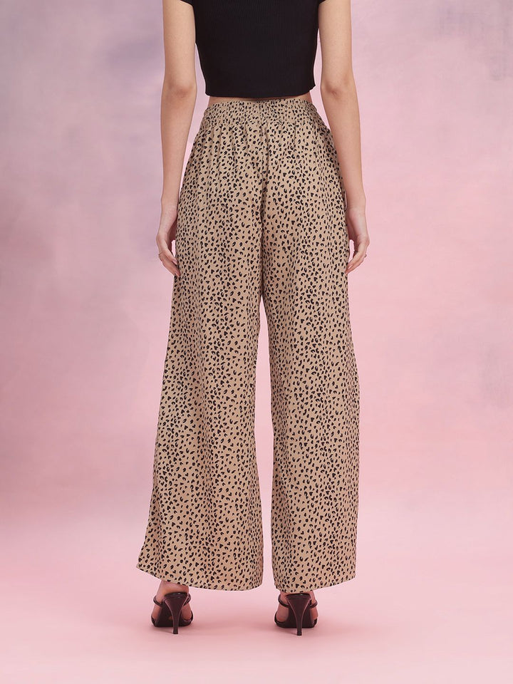 DressBerry Women Animal Printed Wide Leg Trousers