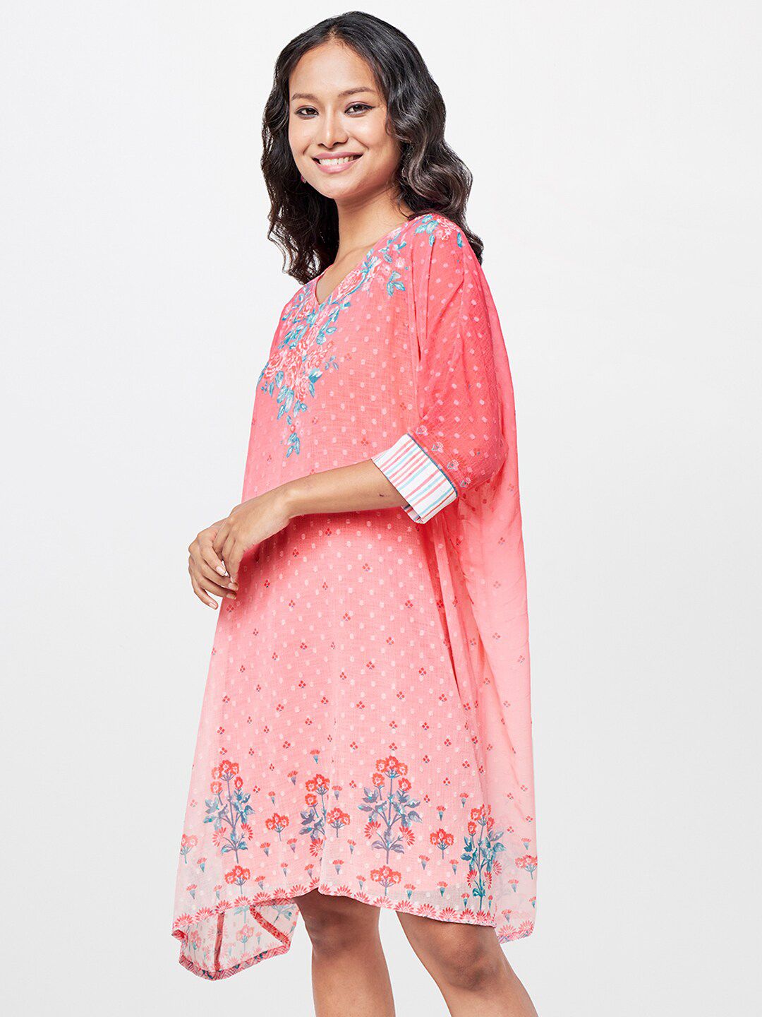 Global Desi V-Neck Printed Dress