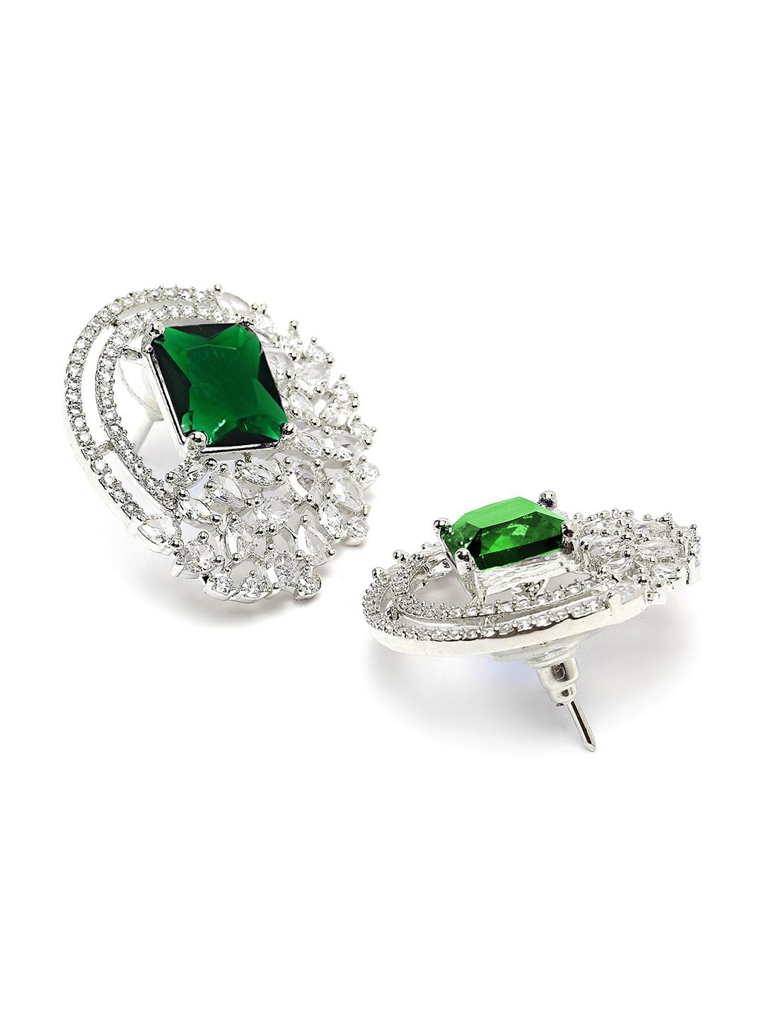 KARATCART Cubic Zirconia Contemporary Studs Earrings