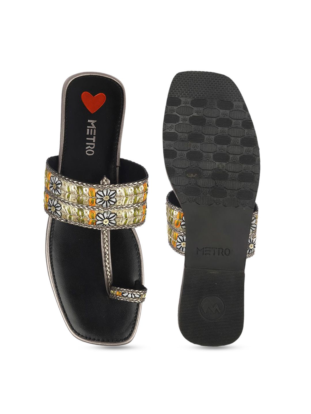 Metro Women Embellished One Toe Flats