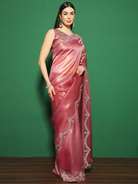 Saree mall Embellished Beads and Stones Organza Saree