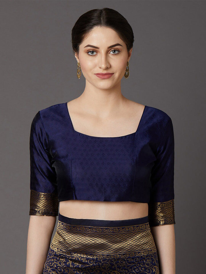 Saree Mall Women Navy Blue Banarasi Saree