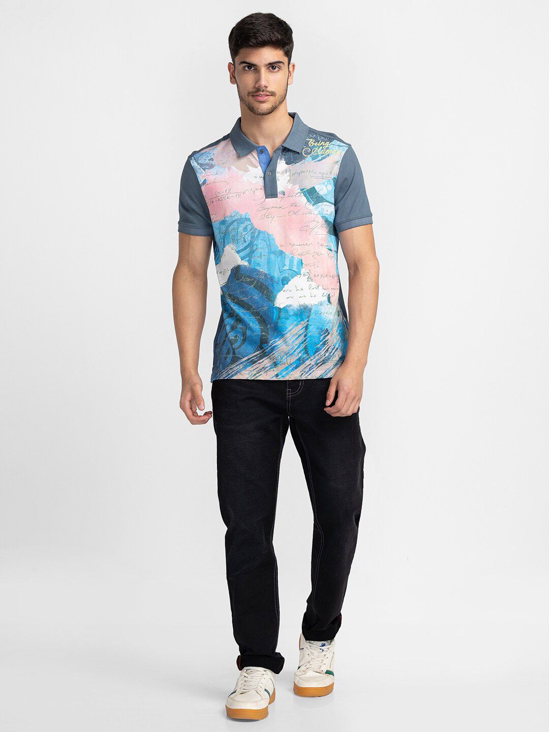 Being Human Printed Polo Collar Cotton T-shirt
