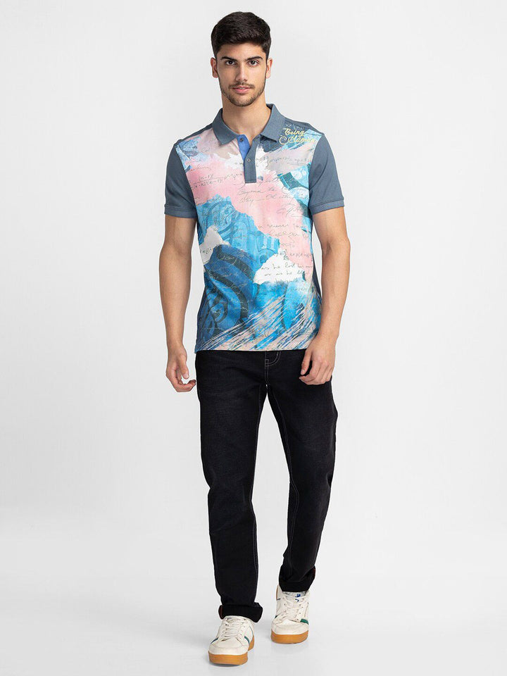 Being Human Printed Polo Collar Cotton T-shirt