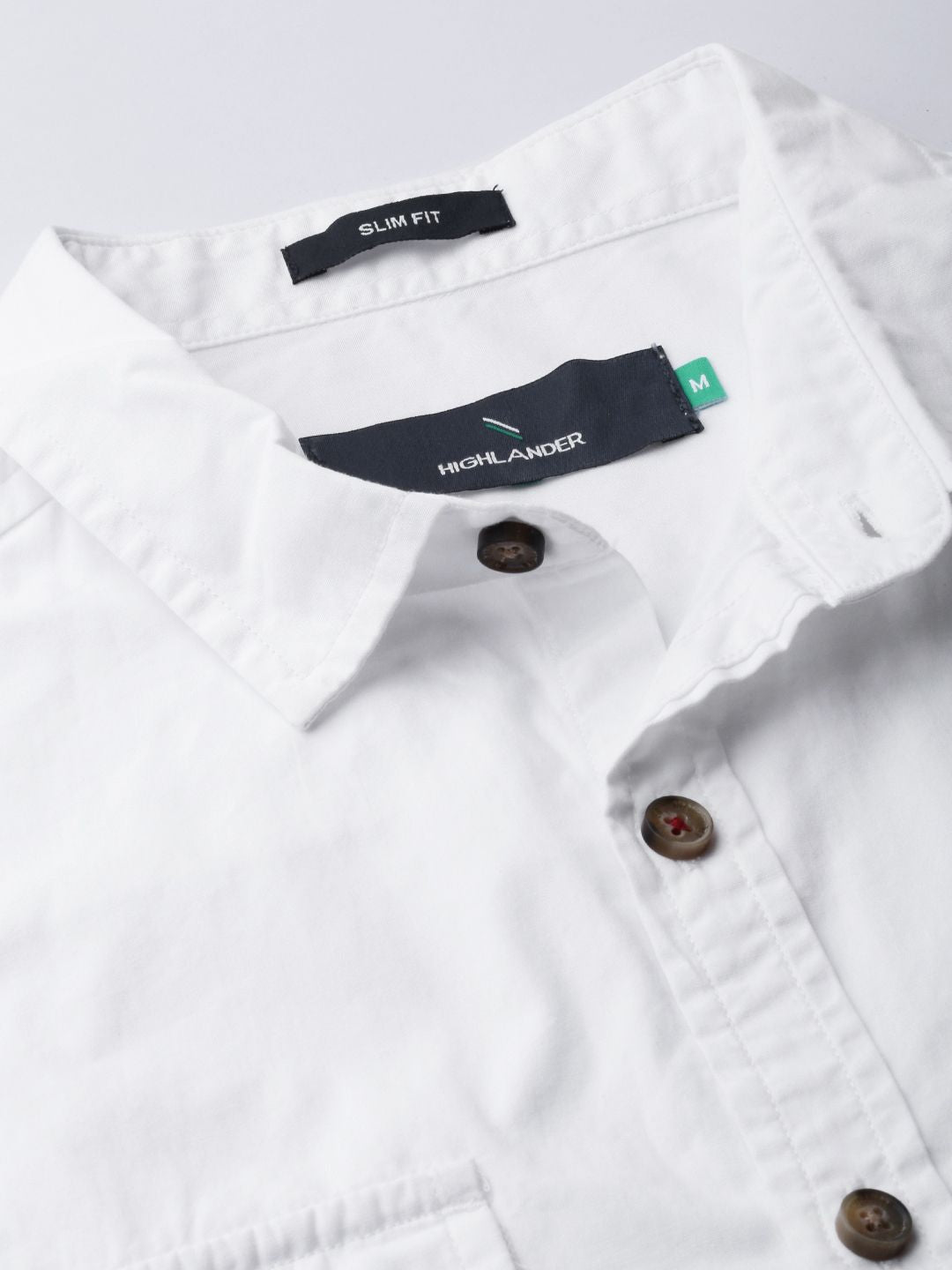 HIGHLANDER Men White Slim Fit Solid Casual Shirt