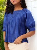 DressBerry Graceful Accordion Pleats Satin Finish Top