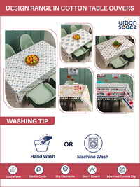 URBAN SPACE Red & White Floral Printed Pure Cotton 6-Seater Table Cover