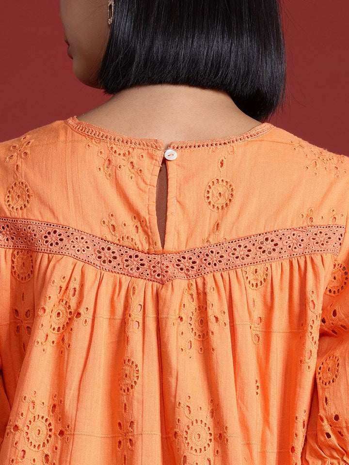 all about you Embroidered Puff Sleeve Cotton Top