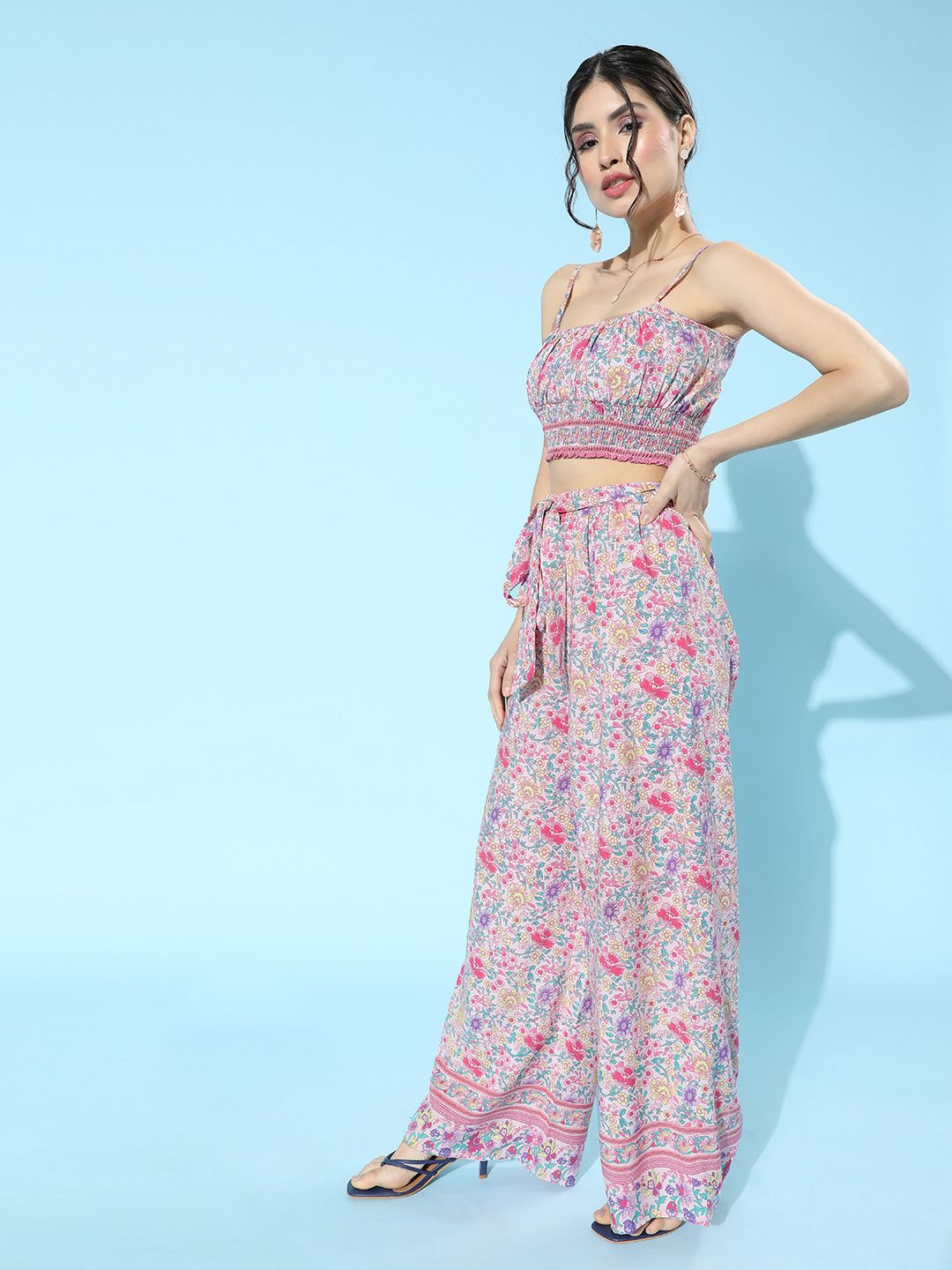 Berrylush Women Pretty Pink Printed Jumpsuit