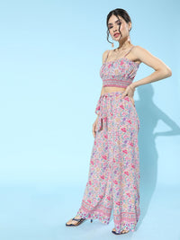 Berrylush Women Pretty Pink Printed Jumpsuit