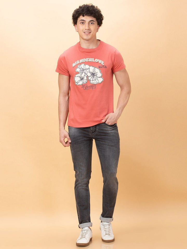 Being Human Men Floral Printed Applique T-shirt