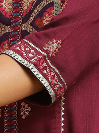 W Purple Ethnic Motifs Yoke Design Gotta Patti A-Line Kurta