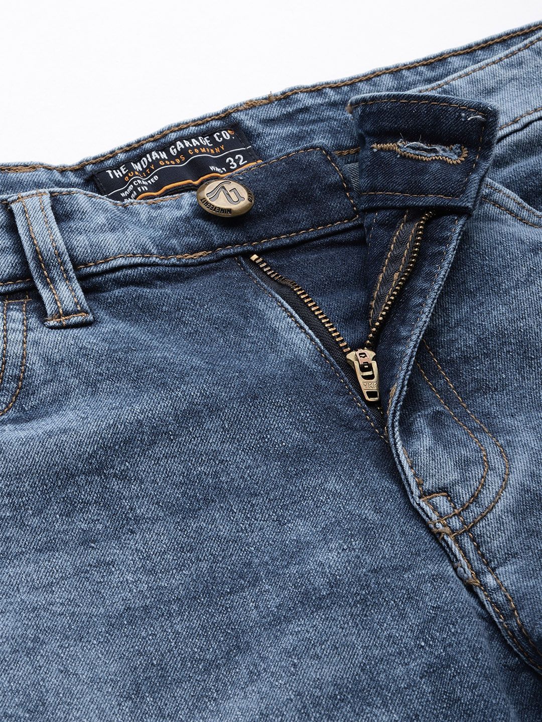 The Indian Garage Co Men Blue Slim Fit Light Fade Stretchable Jeans