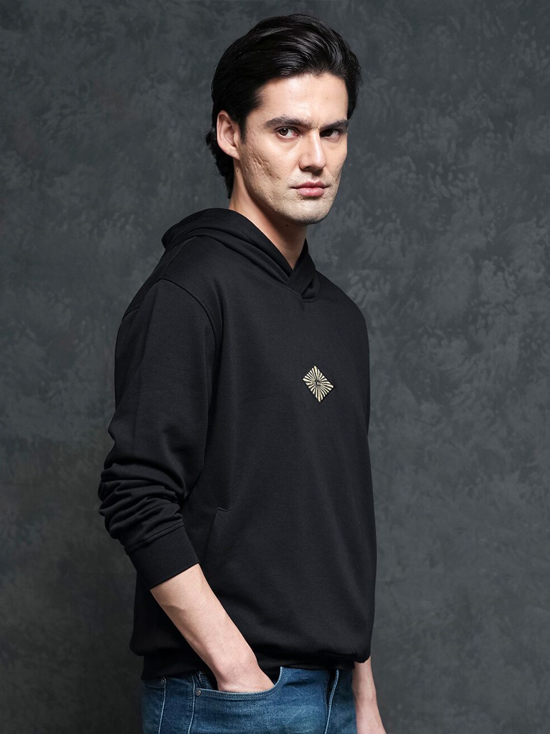 RARE RABBIT Men Trivial Graphic Print Hooded Sweatshirt