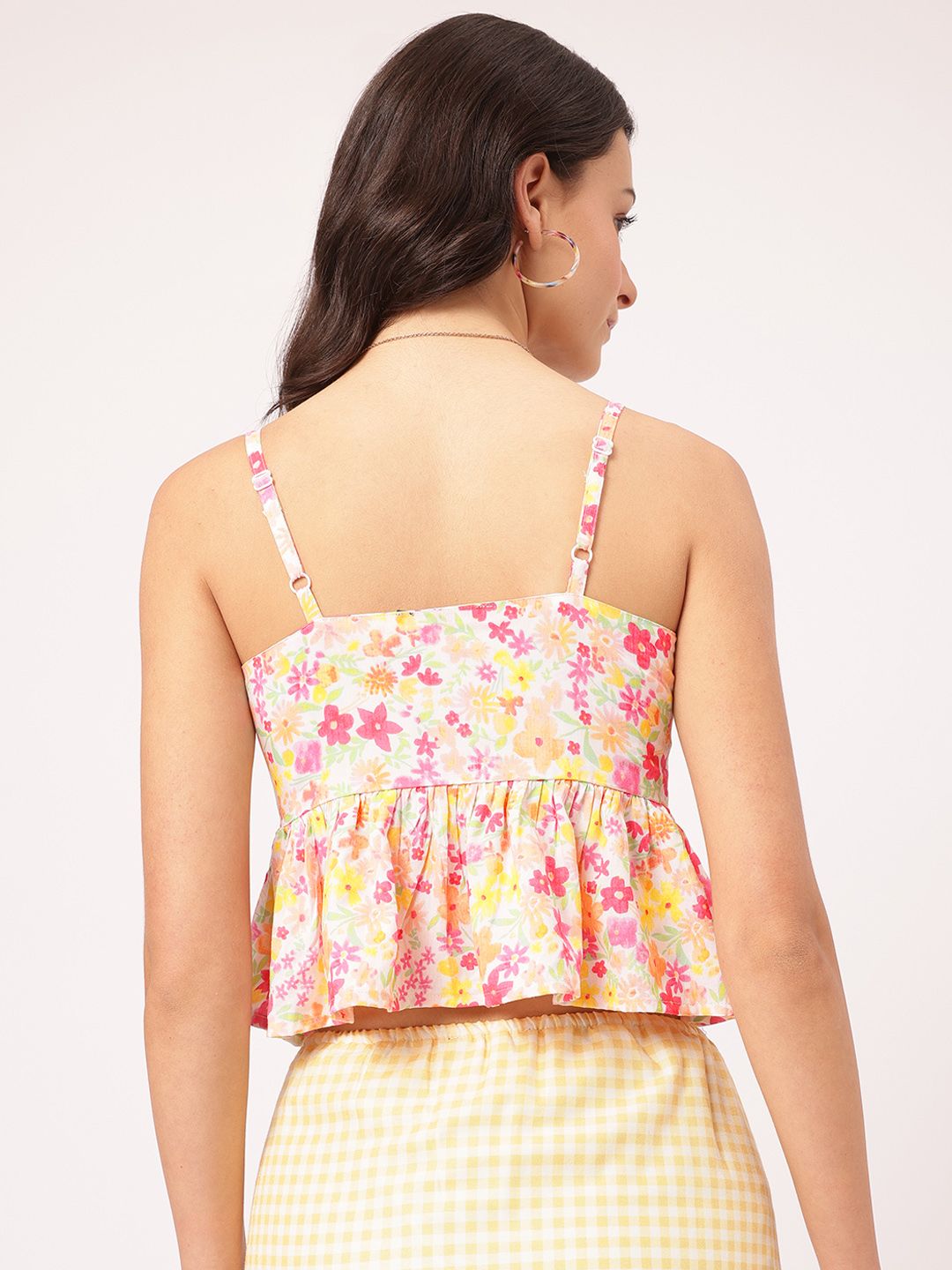 DressBerry Flower Fantasy Strappy Peplum Top