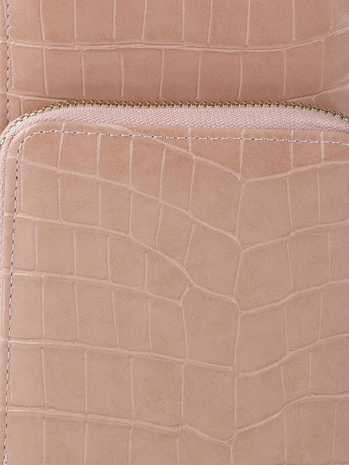 Lino Perros Peach-Coloured Animal Textured PU Structured Sling Bag