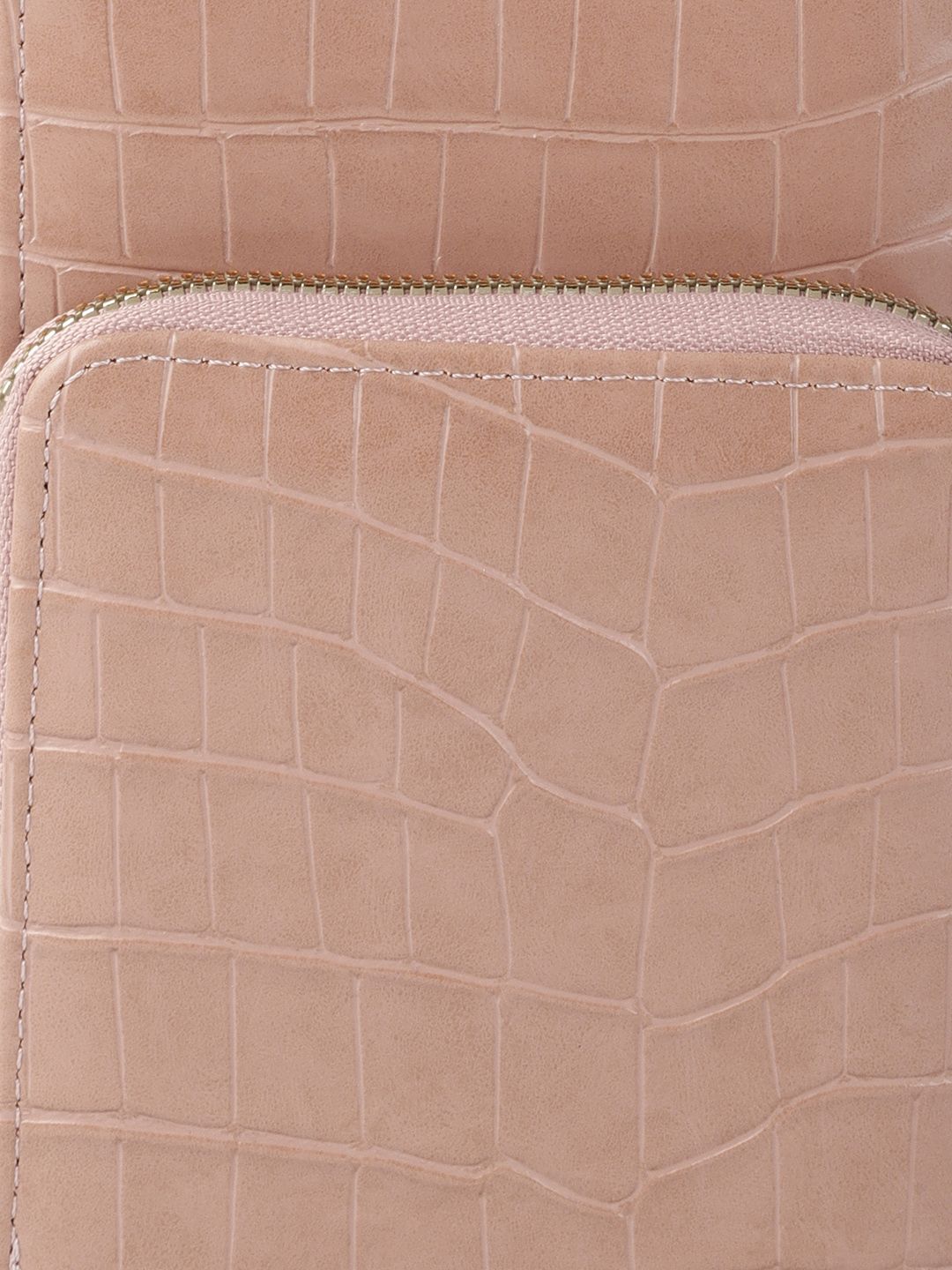 Lino Perros Peach-Coloured Animal Textured PU Structured Sling Bag
