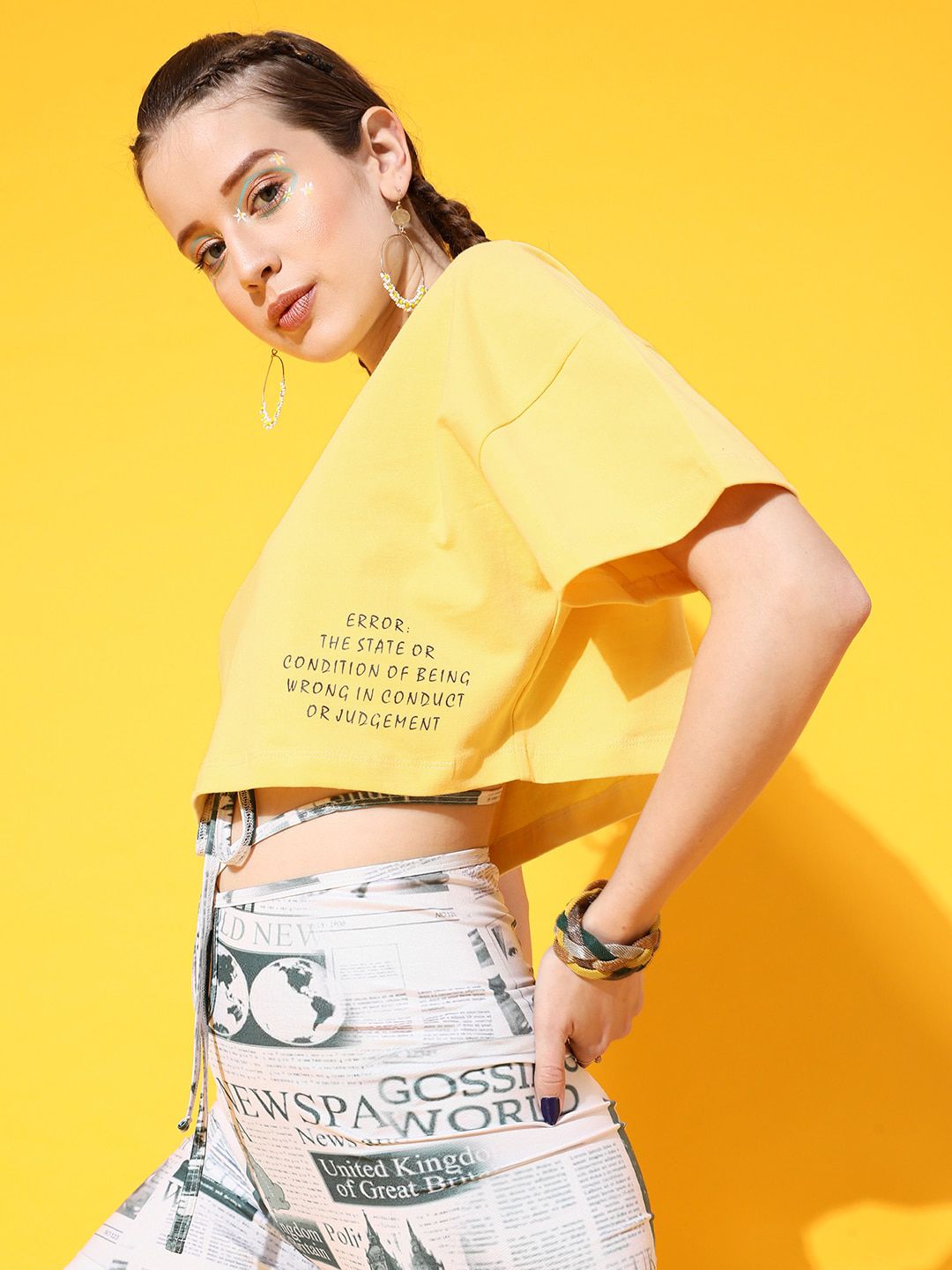 STREET 9 Women Yellow Printed Tshirt