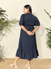 Berrylush Curve Polka Dot Printed A-Line Midi Dress