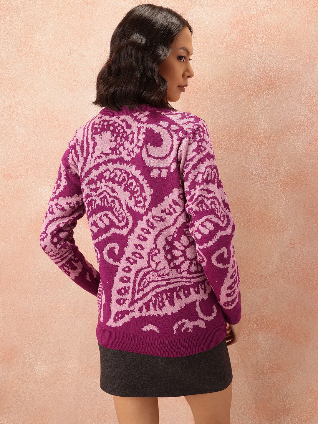 all about you Abstract Print Longline Pure Acrylic Pullover