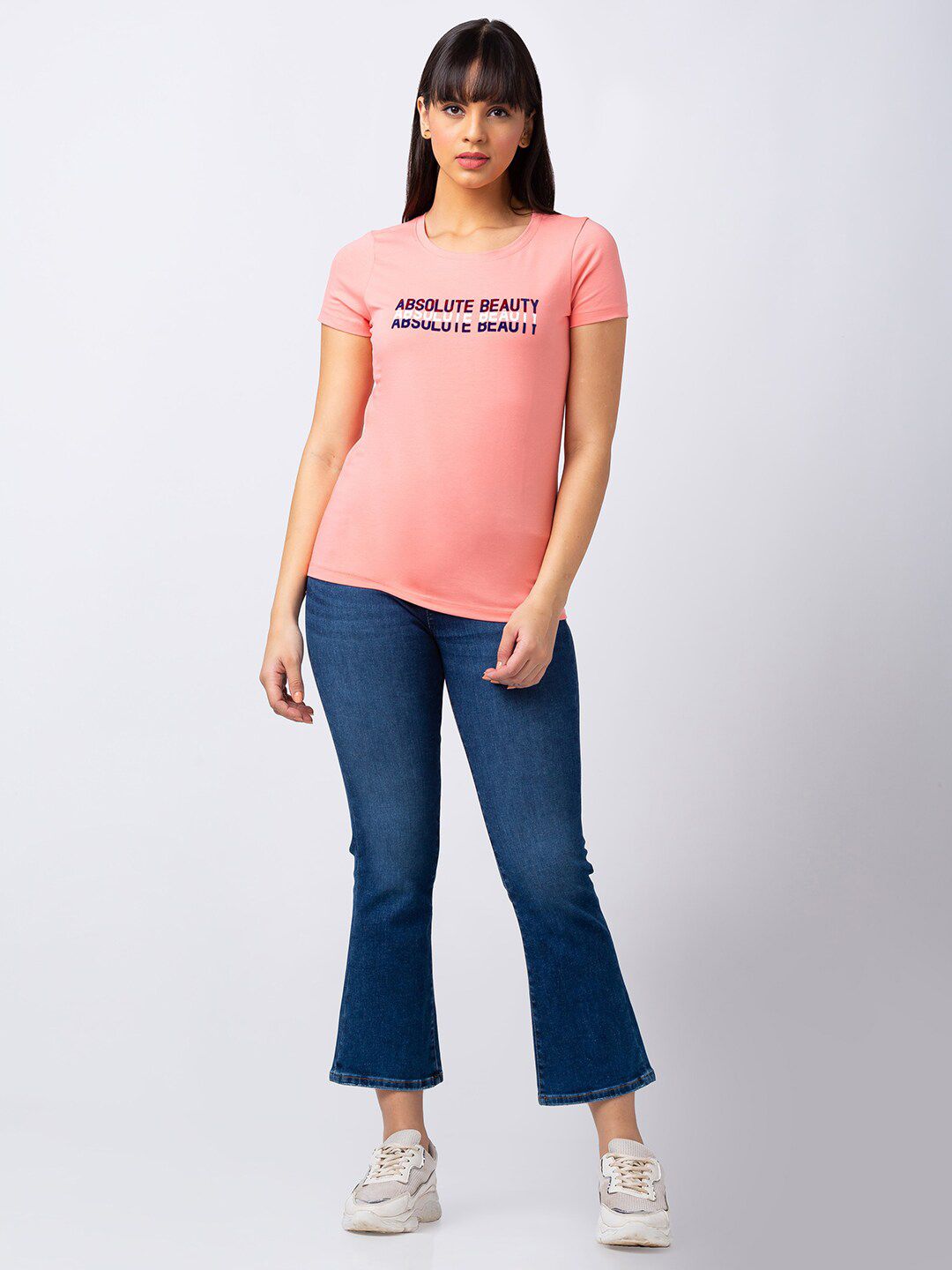 SPYKAR Women Typography Printed Cotton T-shirt
