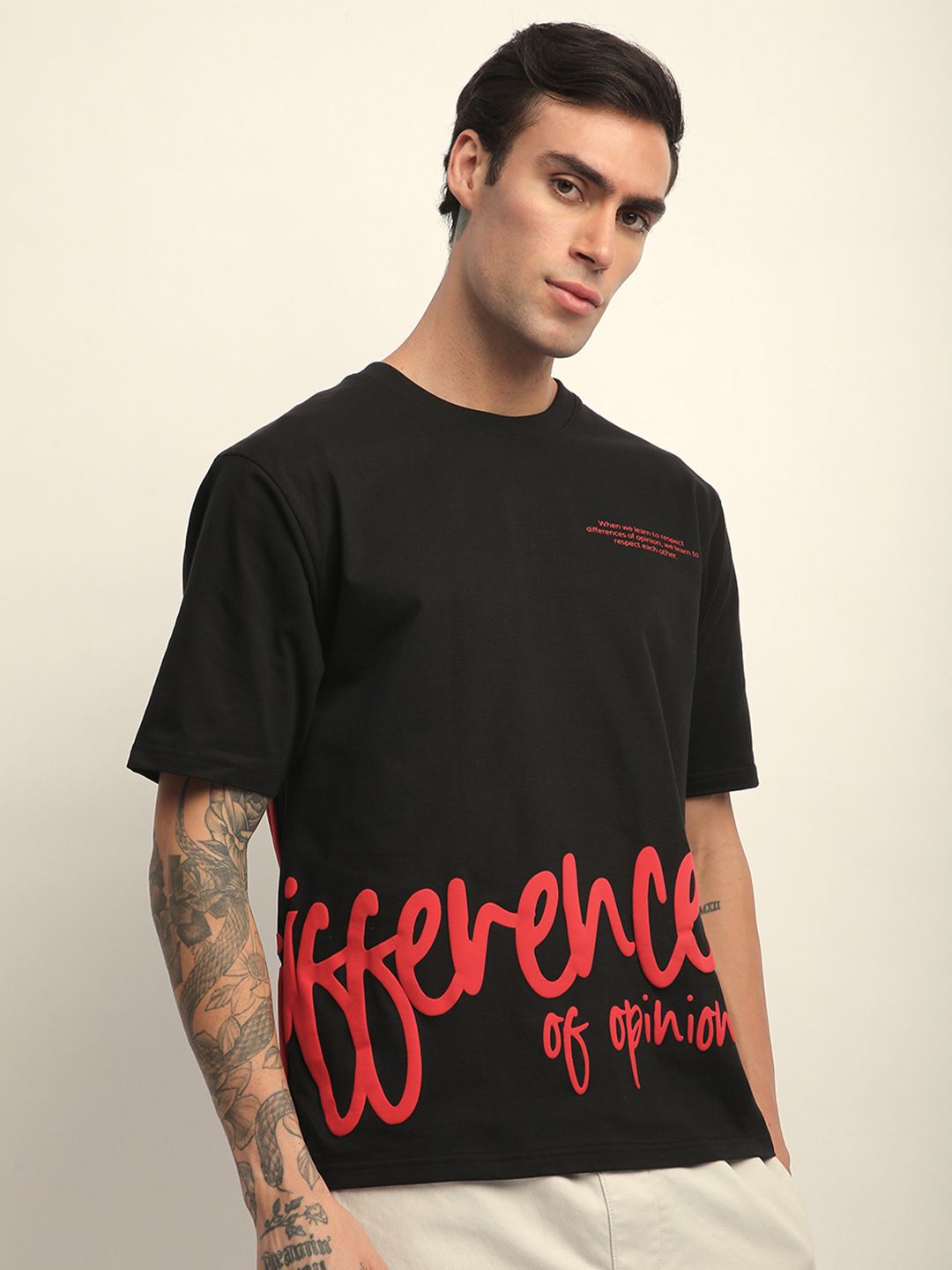 Difference Of Opinion Men Short Sleeve Oversized Crew Neck Printed Tshirt