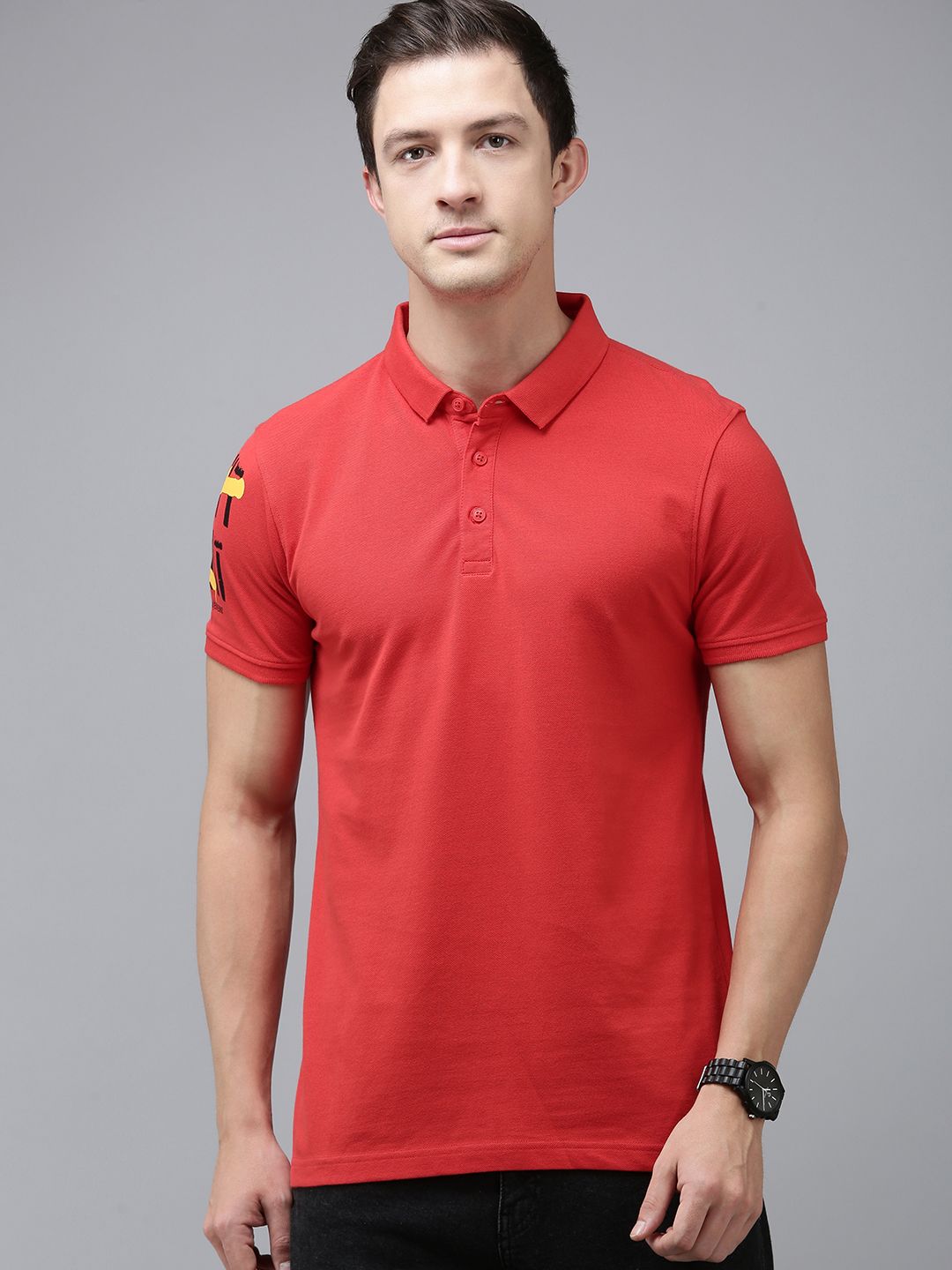 SPYKAR Polo Collar Pure Cotton Slim Fit T-shirt