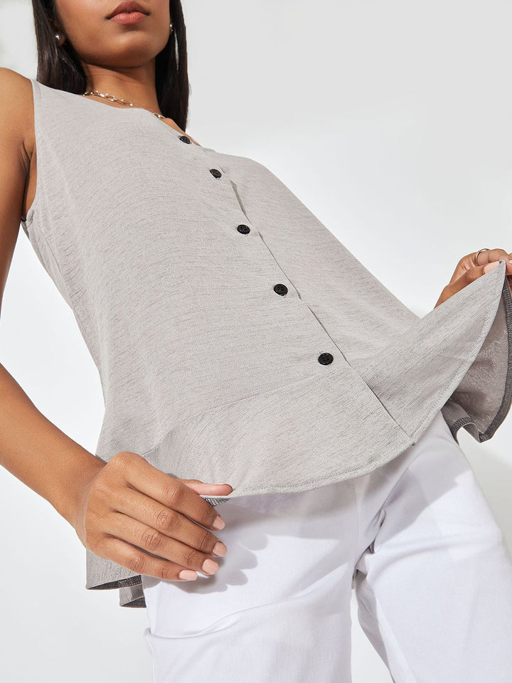 The Label Life Woman Grey Ruffle Hem Cami