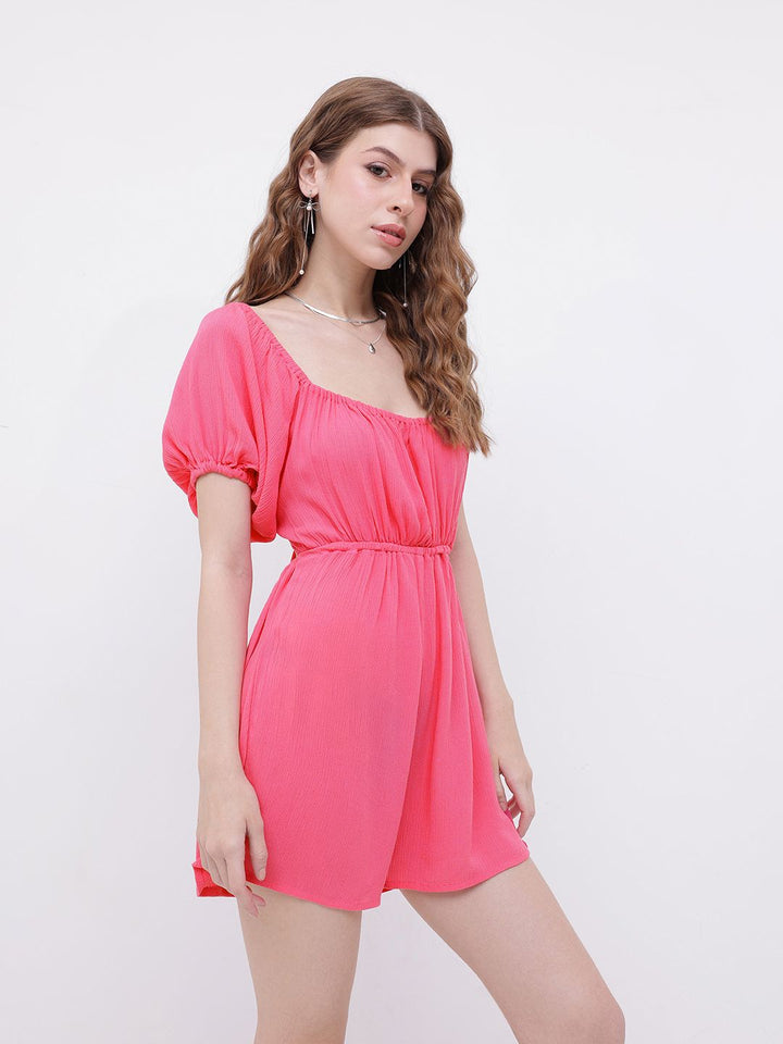 DressBerry Playful Allure Crepe Cut-Out Tie-Up Playsuit