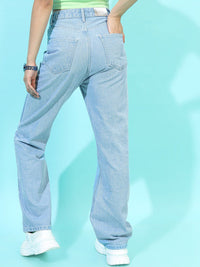 Tokyo Talkies Women Blue Straight Fit Printed Jeans