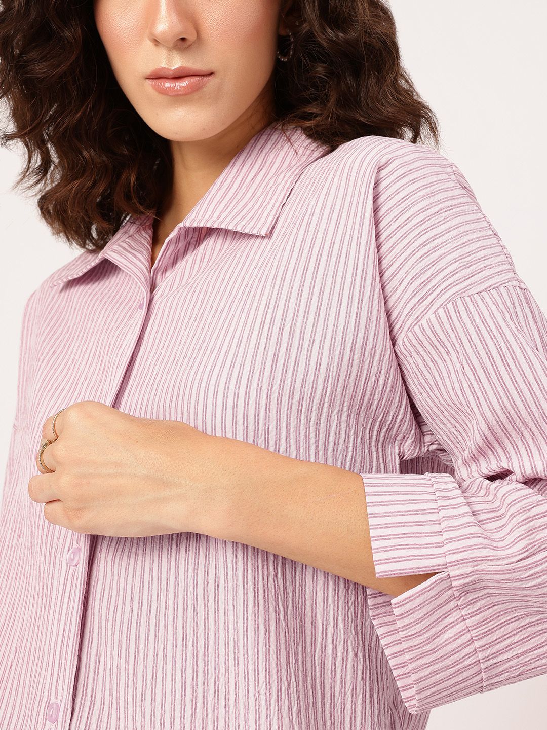 DressBerry Freedom Fit Striped Textured Longline Shirt