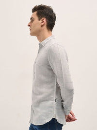 THE BEAR HOUSE Men Spread Collar Horizontal Striped Slim Fit Casual Shirt