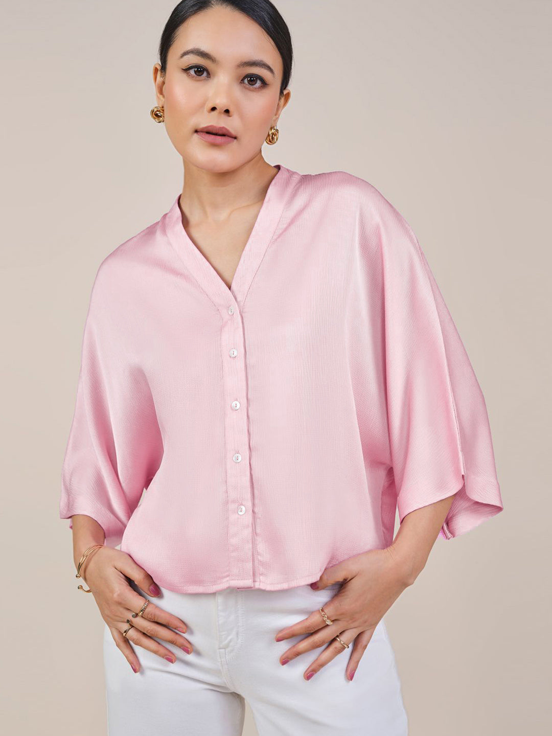 AND Women Extended Sleeves Shirt Style Top