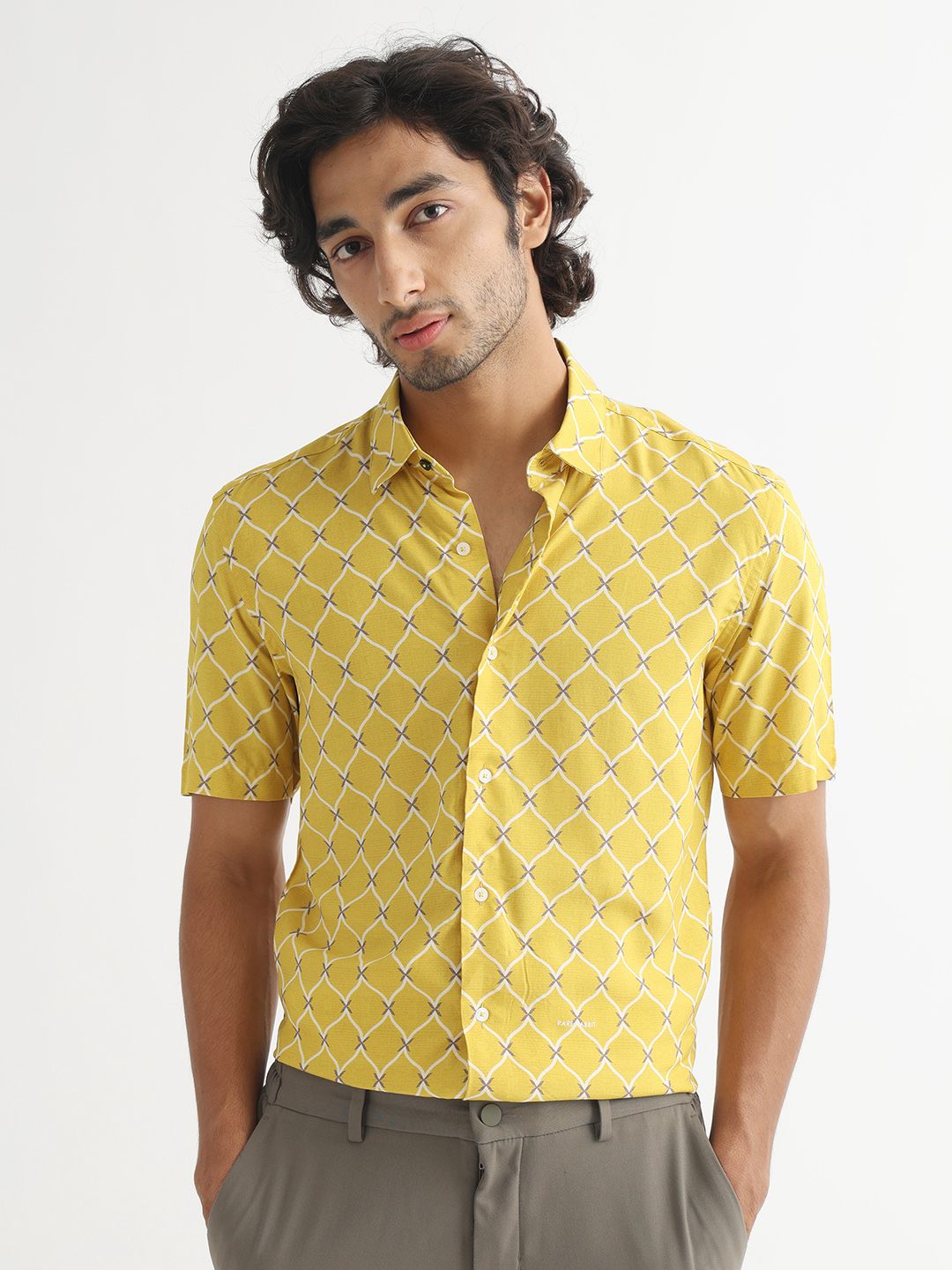 RARE RABBIT Men Braga Slim Fit Geometric Printed Shirt