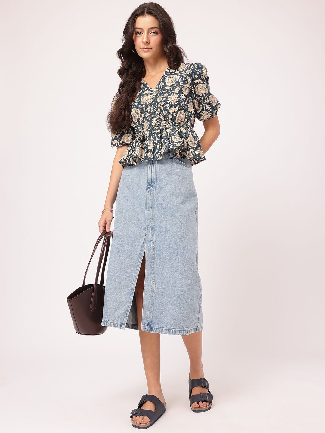 DressBerry Laid-Back Luxe Indie Floral Cinched Waist Top