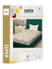 Moda Rapido X KLOTTHE Beige & Green Floral 300 TC Cadar Katil Single dengan 1 Sarung Bantal