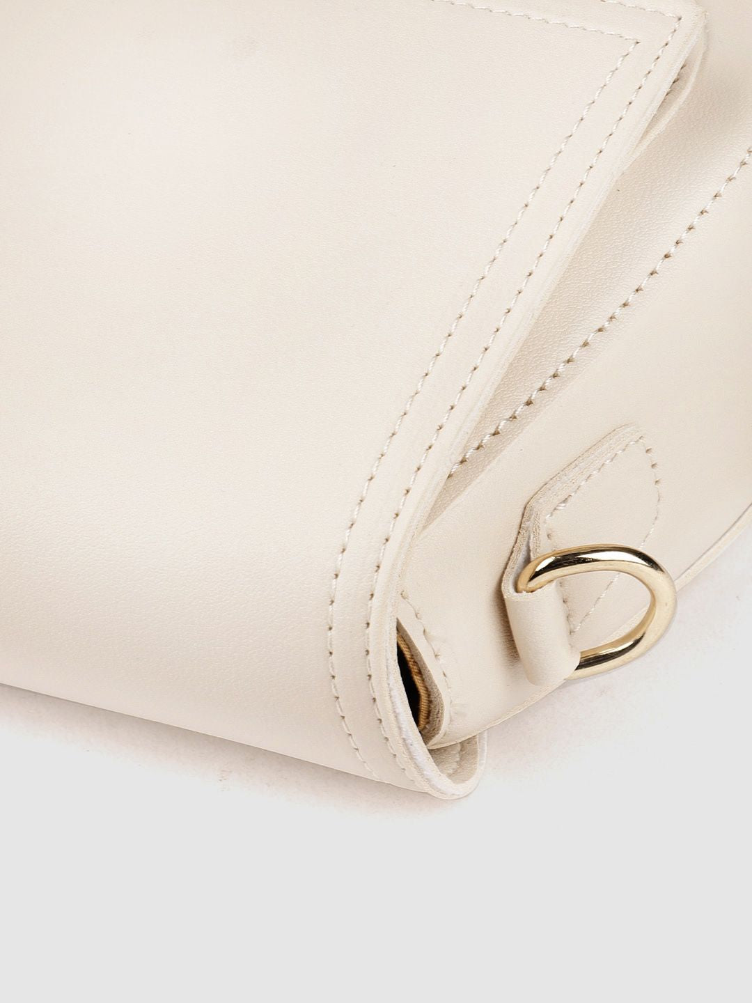 Lino Perros Women Cream-Coloured Solid Sling Bag with Tasselled Detail