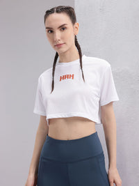 HRX by Hrithik Roshan Brand Logo Printed Training Crop T-shirt