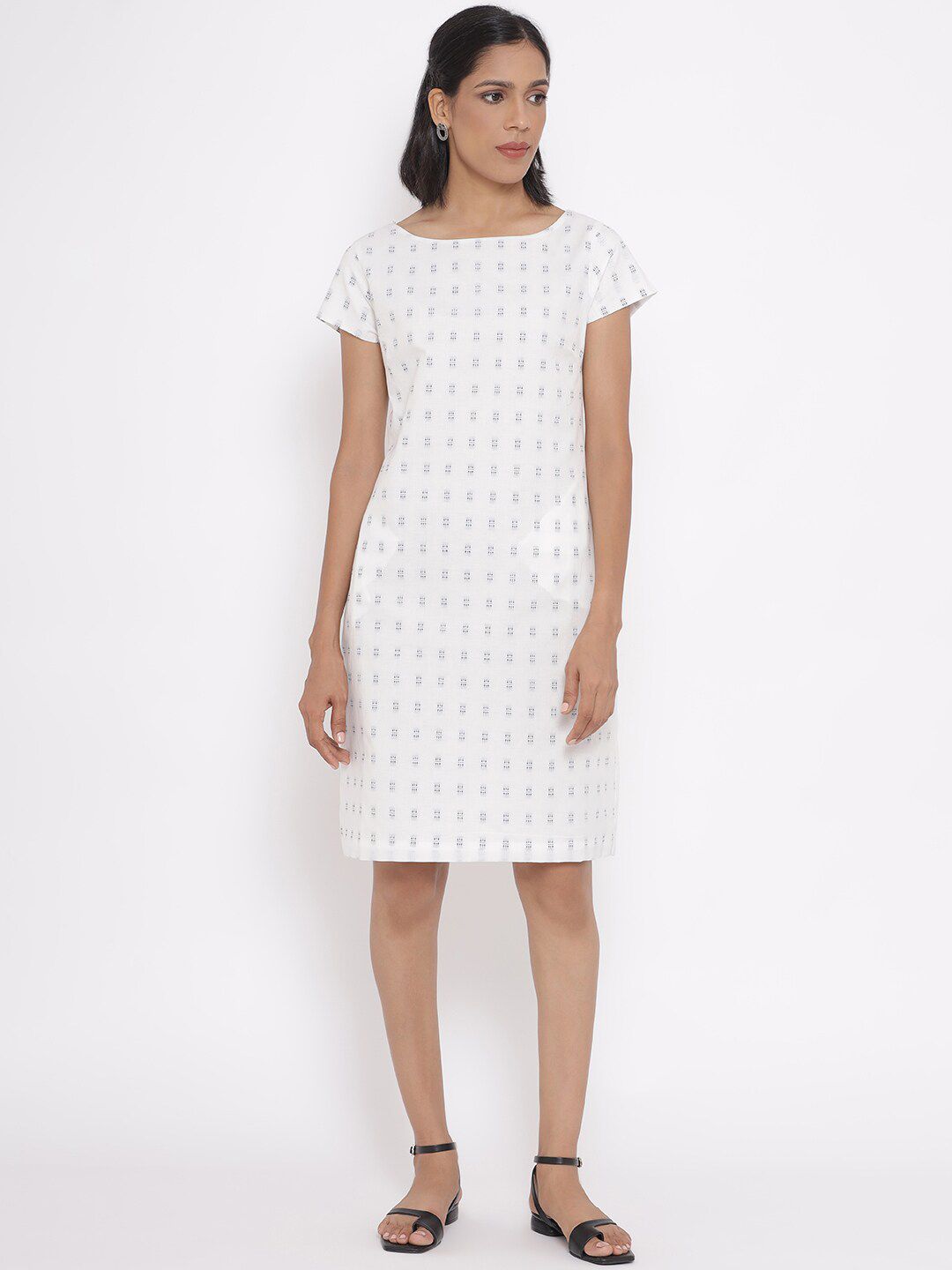 W Women White Geometric Printed Sheath Dress