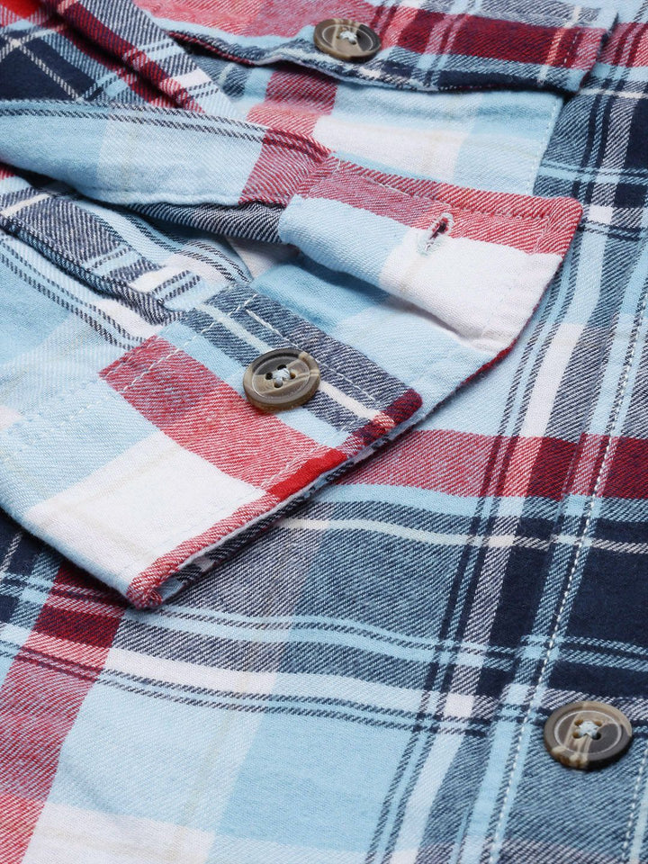 The Indian Garage Co Men Regular Fit Checked Double Flap Pocket Flannel Shirt