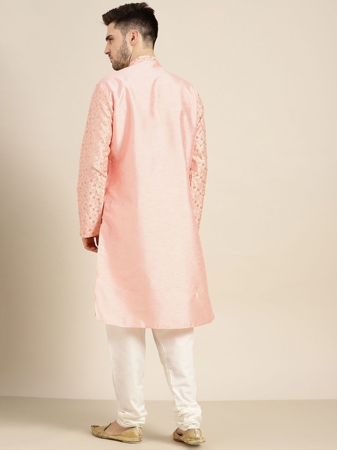 SOJANYA Kurta Lelaki Berwarna Peach & Beige